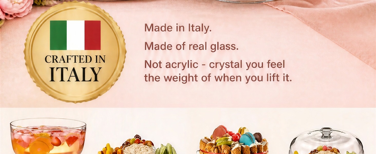 Made in Italy, real glass not acrylic, crystal cake stand