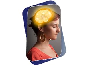 Woman with a stylized glowing brain