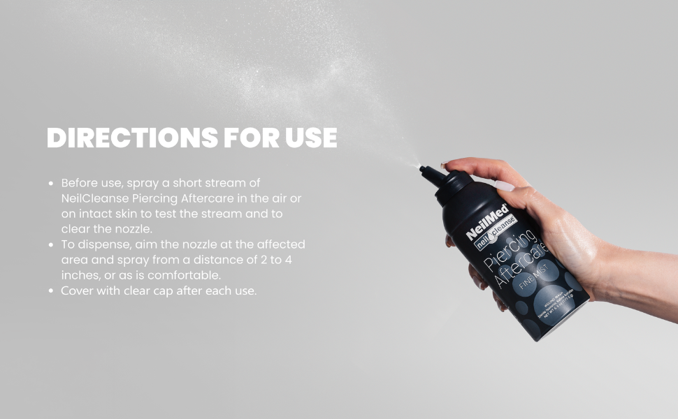Directions for use, NeilMed NeilCleanse Piercing Aftercare Spray