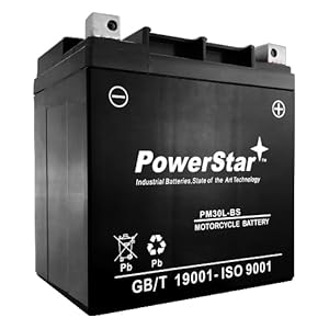 PowerStar PM30L-BS Replaces Yuasa YIX30L Motorcycle Scooter ATV Battery
