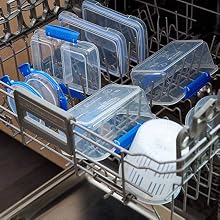 Sistema Klip It Top-rack dishwasher, freezer, and microwave safe.