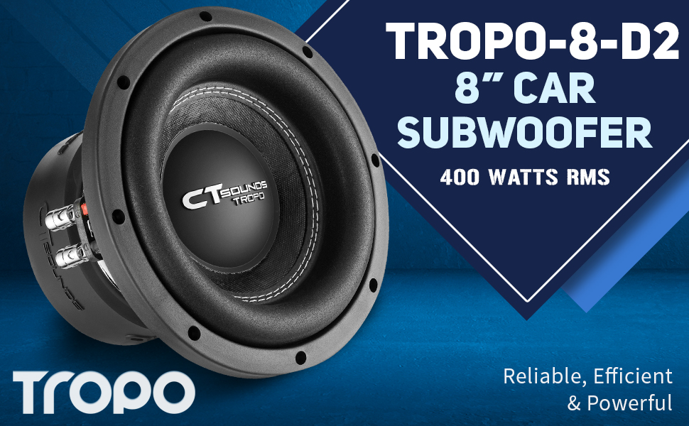 tropo 8 subwoofer car audio 8 in subwoofer 8-inch car sub 400 watts rms 800 watts max power