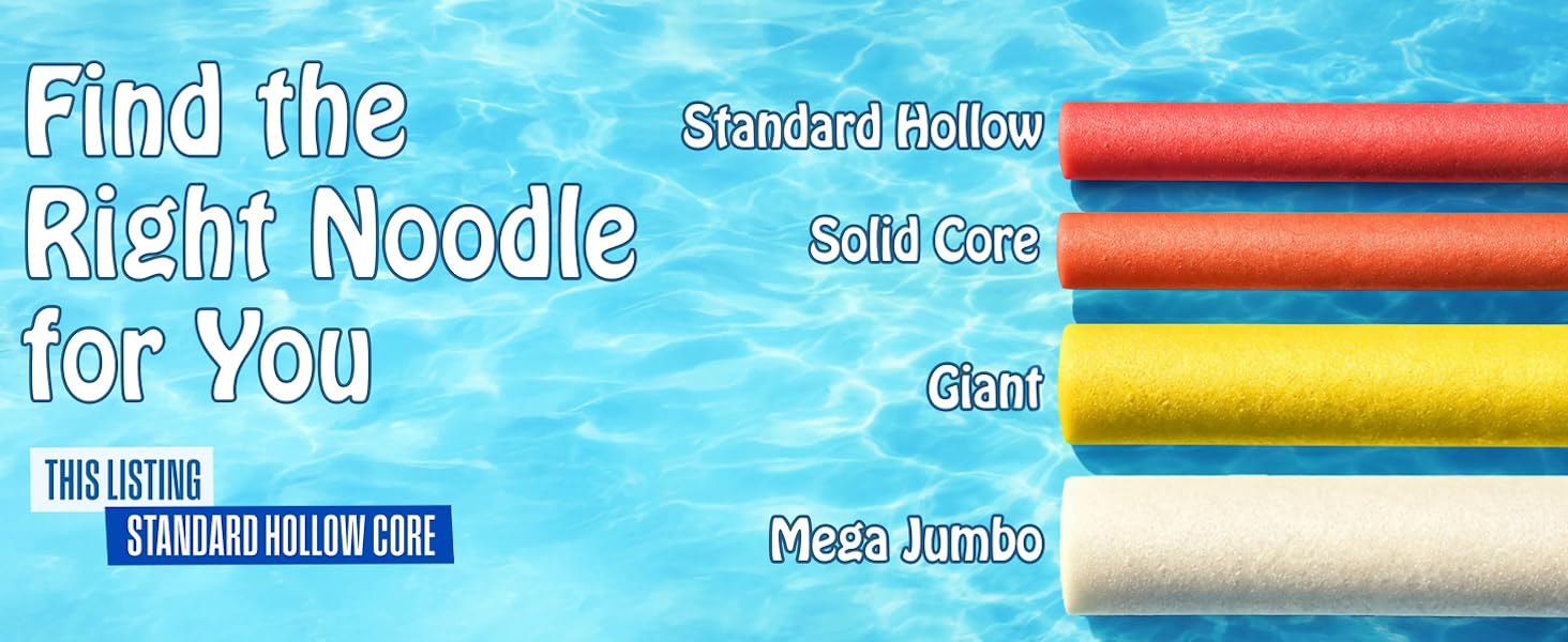 multiple different sizes and styles of pool noodles