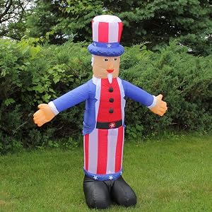 Uncle Sam inflatable red white and blue, stirpes stars