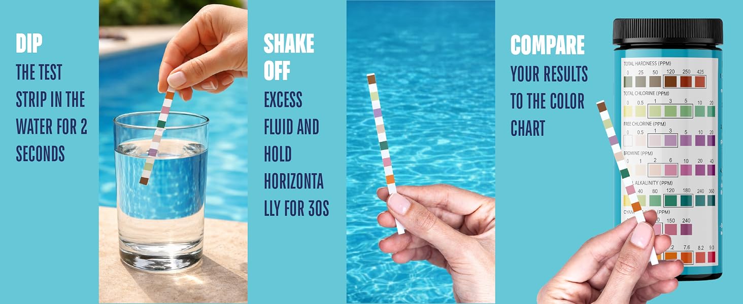 Pool Test Strips Water Spa Test Strips for Hot Tub Chlorine Test Strips Swimming Pool Test Kit