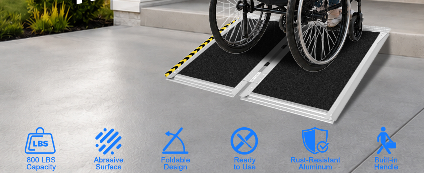 doorway ramp, door ramps for wheelchairs, portable threshold ramp, folding threshold ramp