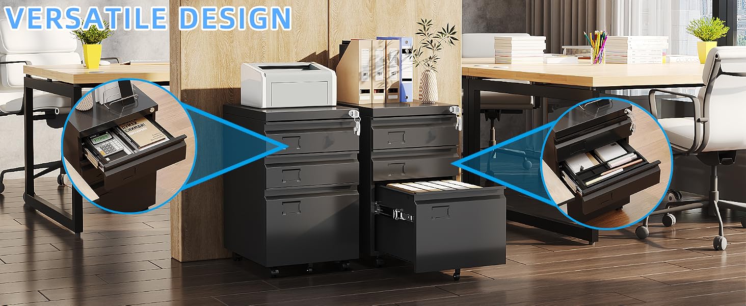 3 Drawer Mobile File Cabinet