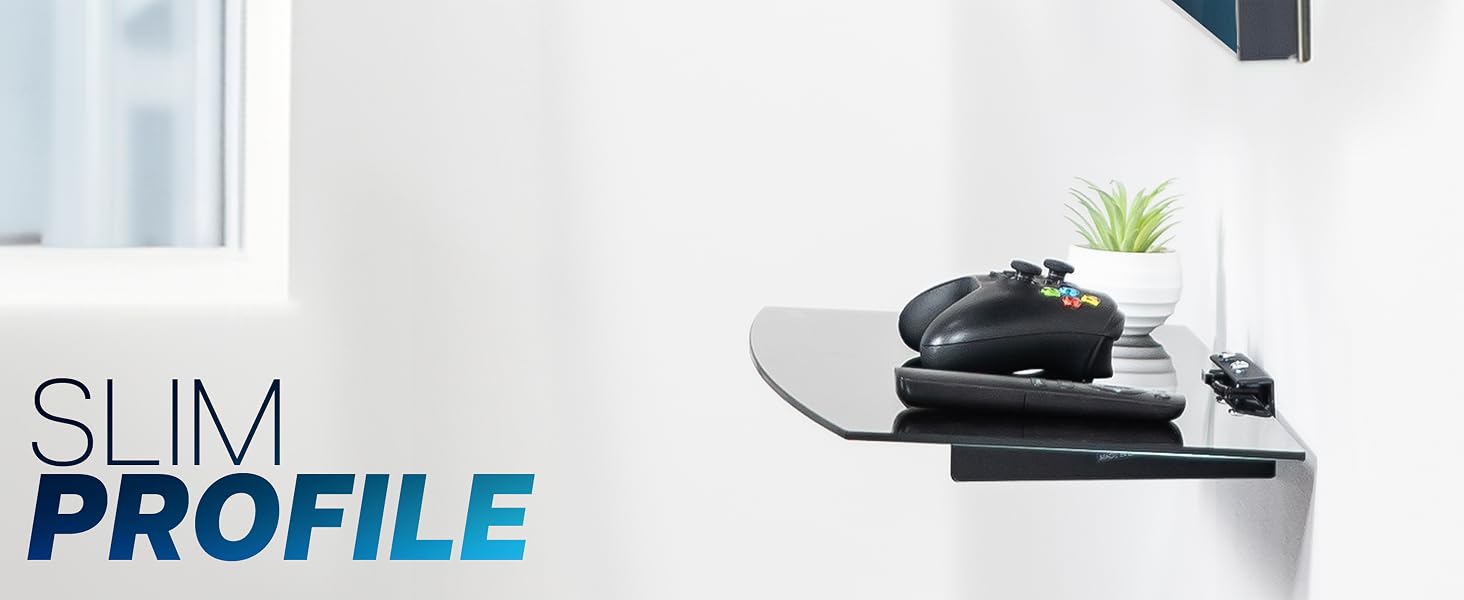slim profile of tempered glass shelf