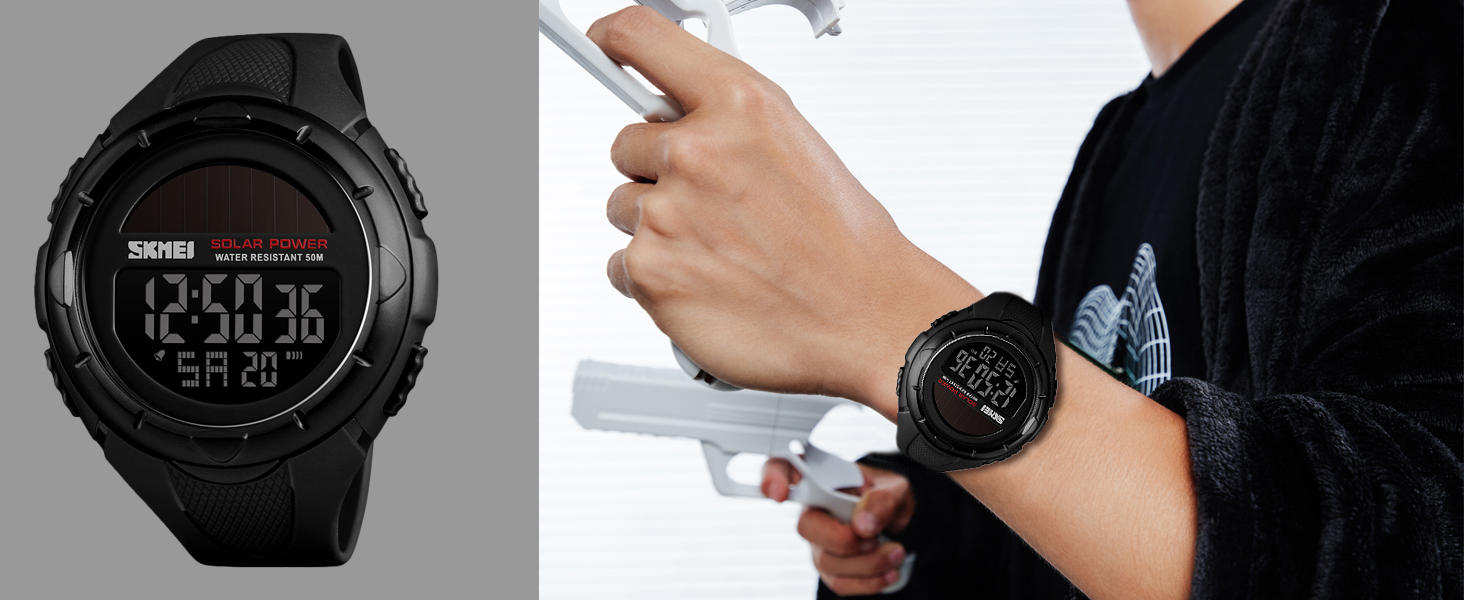 military style solar watch