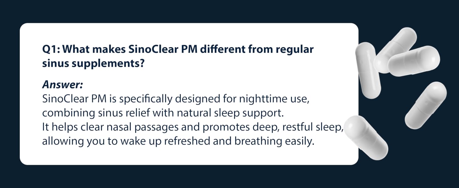 SinoClear PM offers dual sinus and sleep relief for nighttime comfort and easier morning breathing