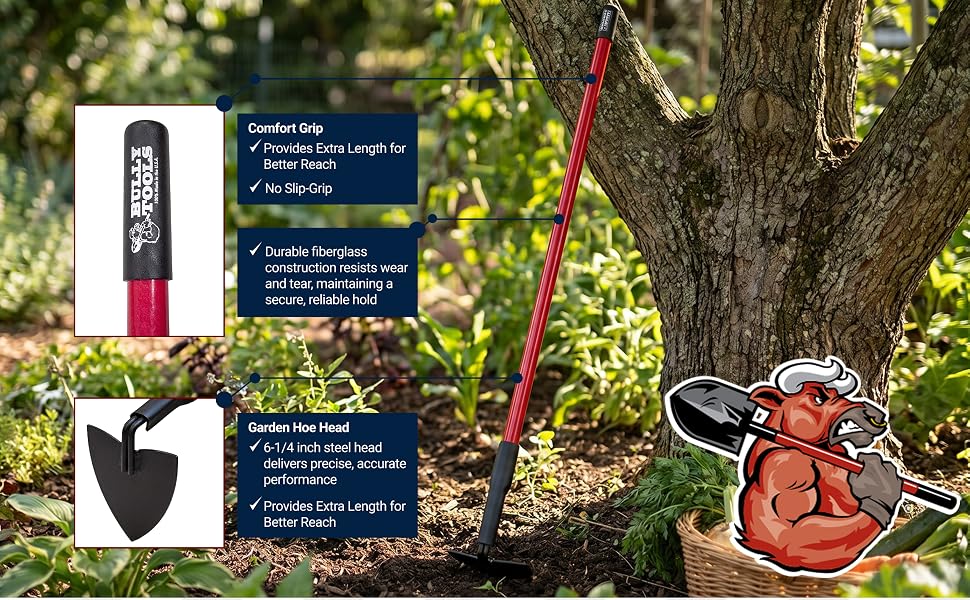 Garden Hoe Tool with Fiberglass Handle