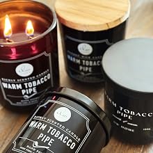 DW Home warm tobacco pipe scented candles with premium fragrance oils for rich, long-lasting scent