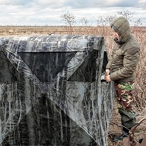 Two Person Hunting Blind - Water Resistant Durashell Plus Hunting Ground Blind Tent Pop Up Blinds