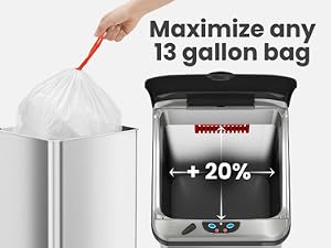 high capacity 50 liter silver trash bin for busy families and high traffic kitchen use