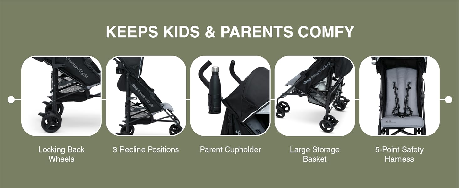 Jeep AdventureGlyde Stroller, Black/Grey