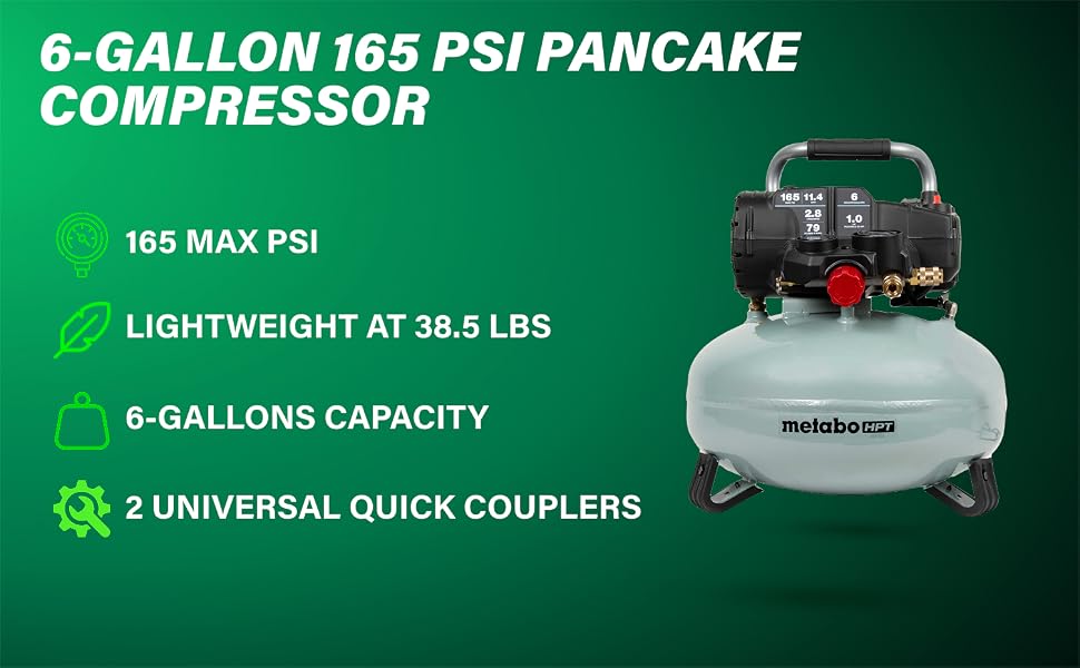 6-gallon 165 PSI Pancake compressor