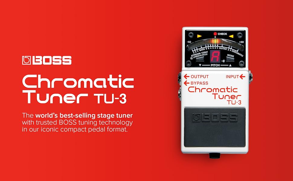 Chromatic; Tuner; Guitar; Bass; LED; Brightness; Flat; Drop; Mode; Pitch; TU-2; Roland; Bypass