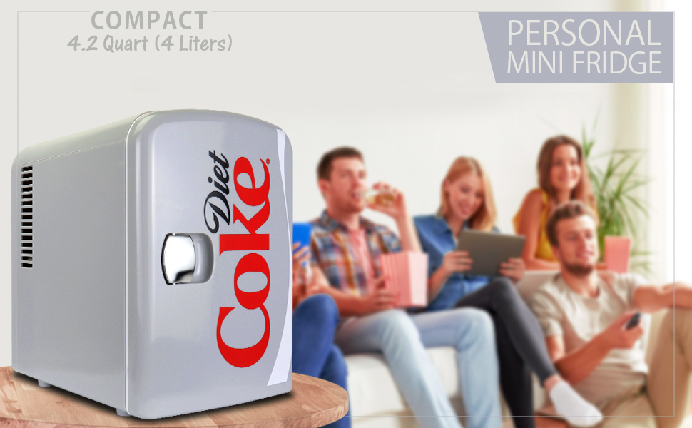 mini fridge, diet coke, small refrigerator, electric cooler, beverage cooler, car refrigerator,