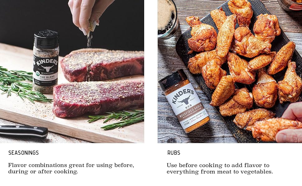 Seasonings - flavor combinations great for using before, during or after cooking. Add flavor to meat