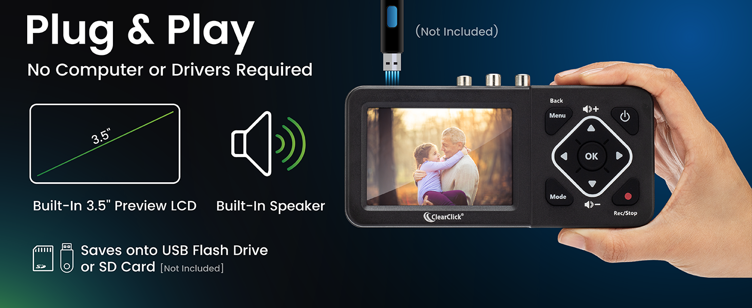 Plug &amp;amp; Play - No Computer or Drivers Required - 3.5&amp;#34; LCD and Built-in Speaker