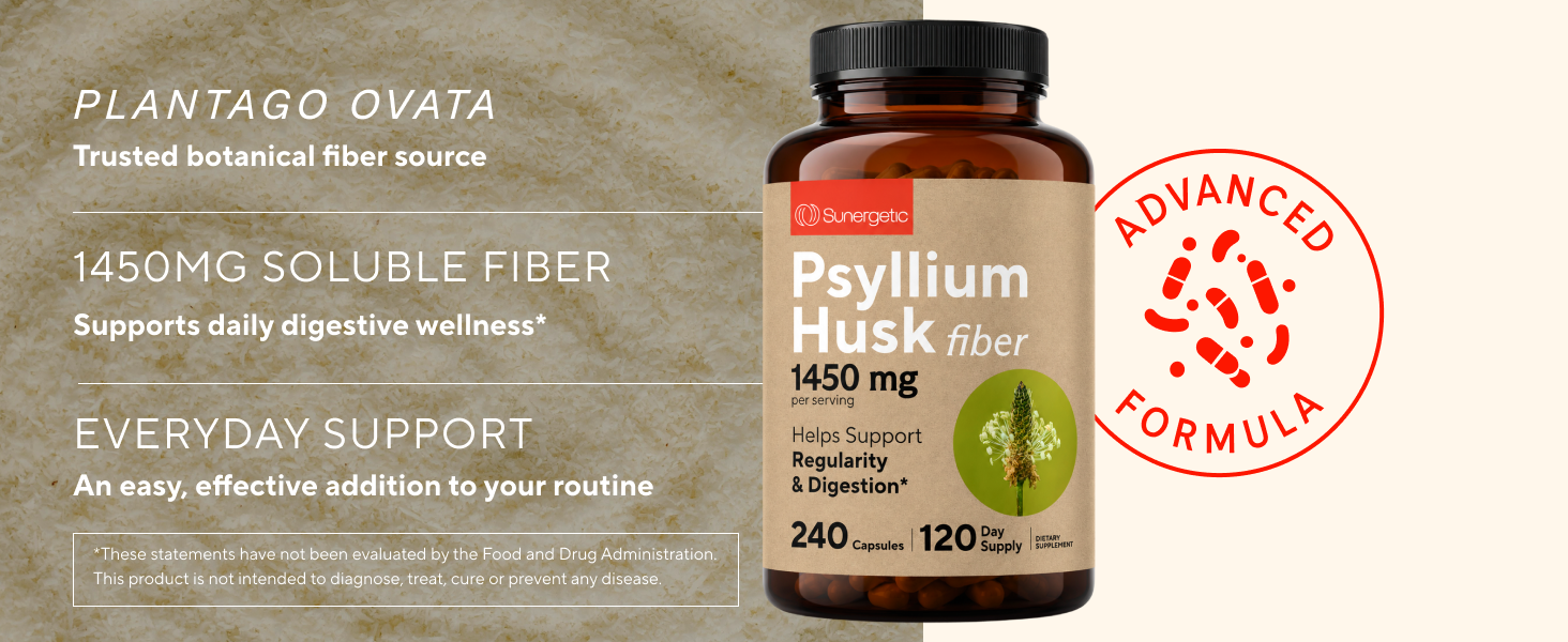 Sunergetic Psyllium Husk Capsules, 240ct