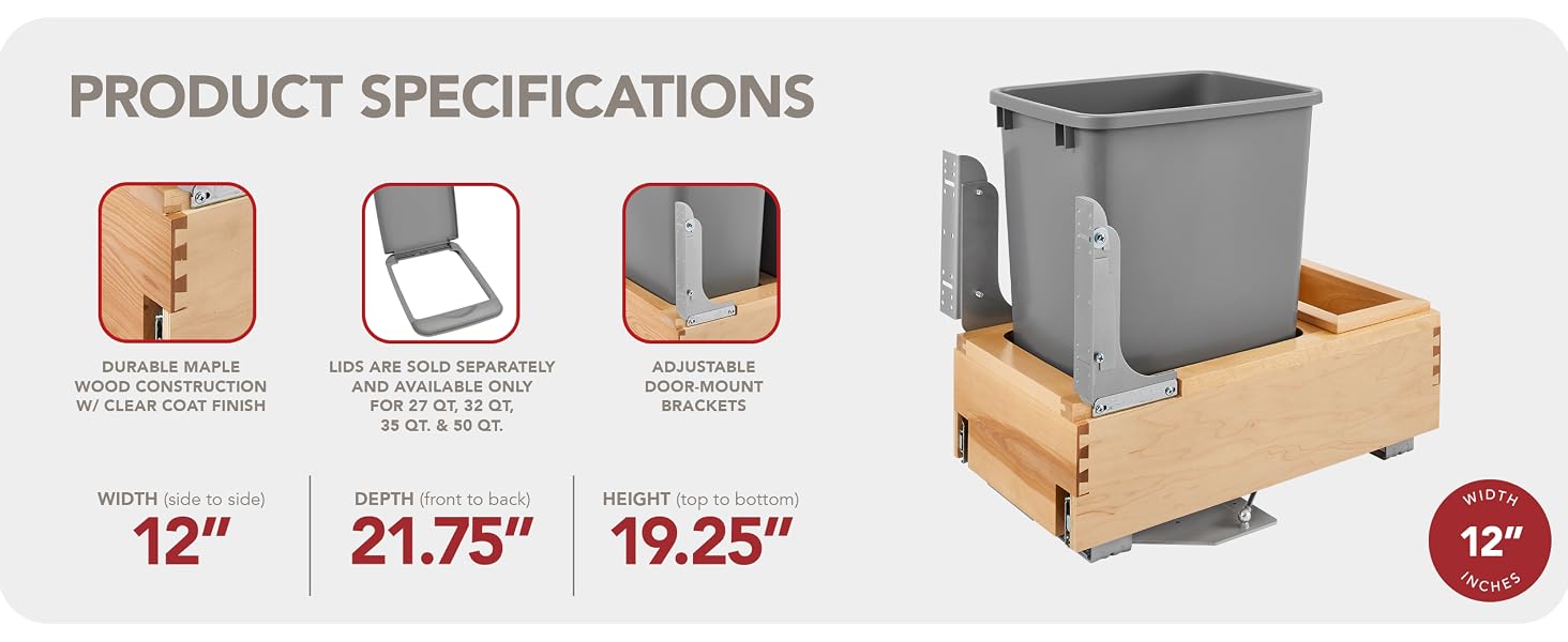 Text reads PRODUCT SPECIFICATIONS, w/ close up insets of product features.