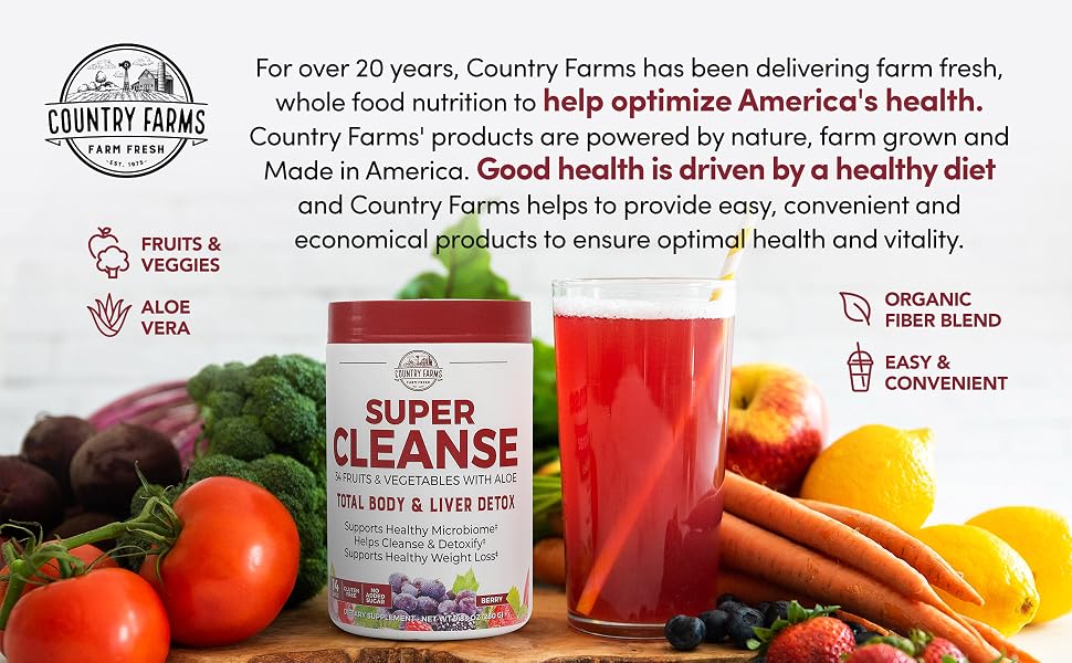 country farms super cleanse greens detox organic fruits and veggies aloe vera superfoods