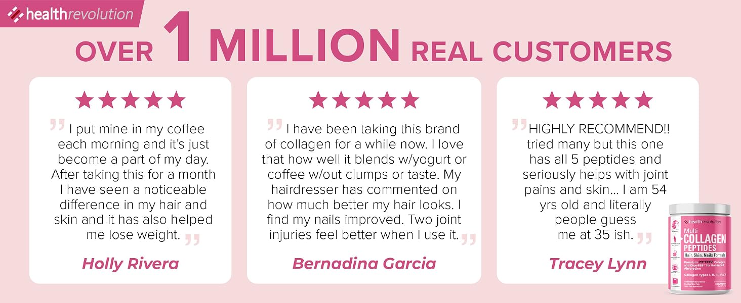 Multi collagen peptides dissolves hot or cold, zero clumping, trusted by 1 million customers