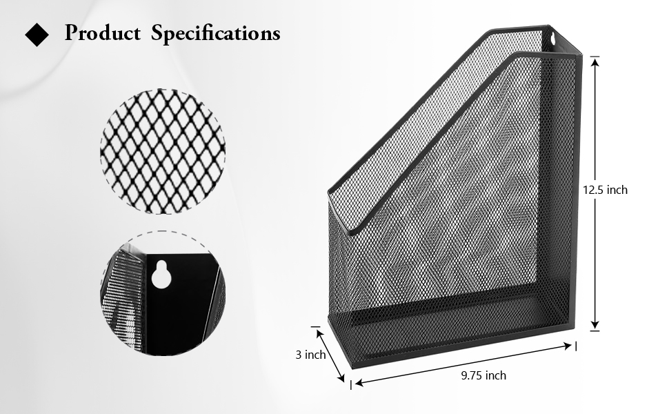 Wire Mesh Wall Mounted or Freestanding Document Rack, Magazine and File Holder