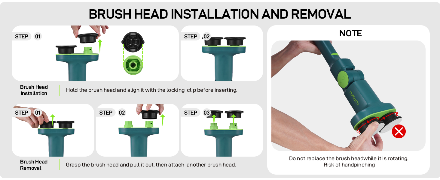 Brush head installation and removal