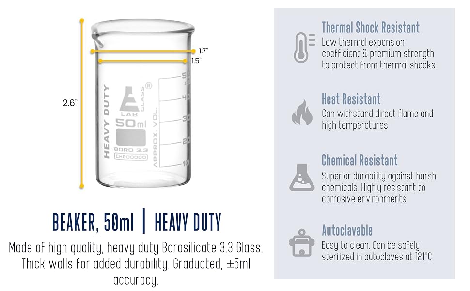 beaker heavy duty low form tolerance heat chemical autoclavable thermal shock griffin graduated
