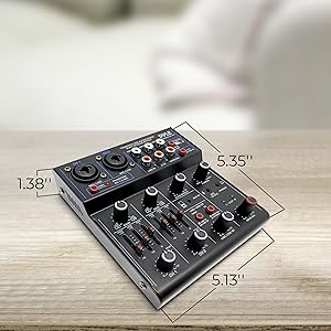 Professional Wireless DJ Audio Mixer - 4-Channel Bluetooth DJ Controller Sound Mixer - USB Audio