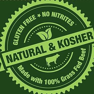 aufschnitt meats natural and kosher stamp with 100% grass fed beef, gluten free, and no nitrites