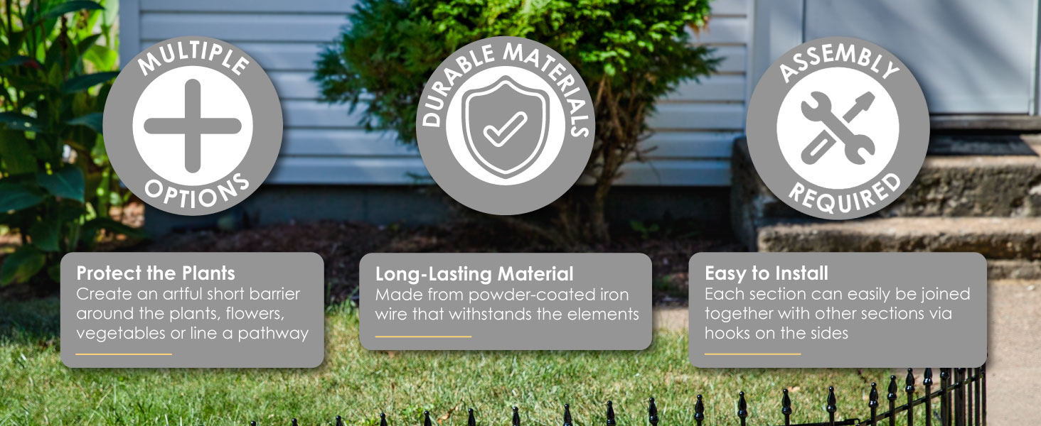 multiple options protect plants or line pathway durable powder-coated iron easy installation