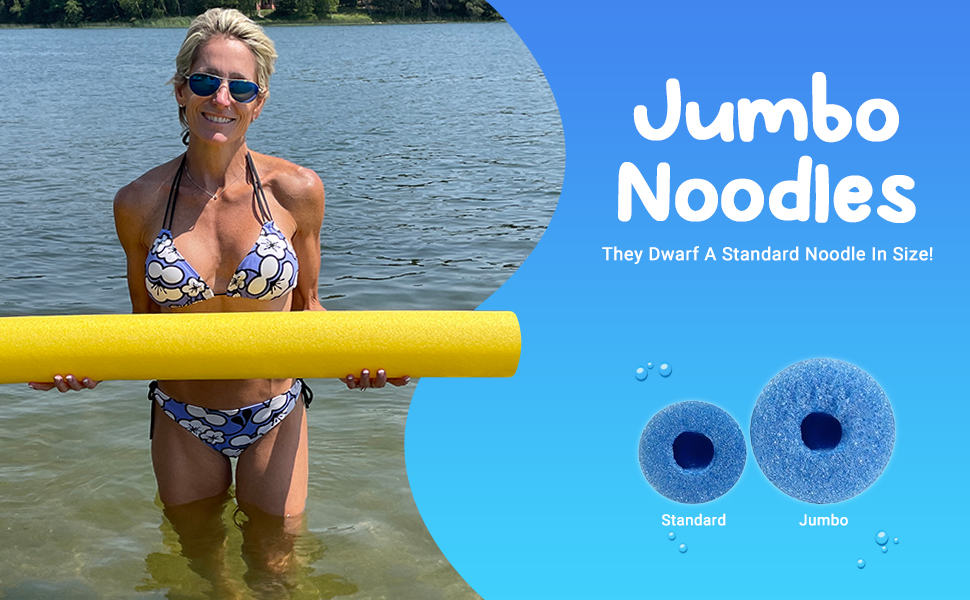 Jumbo swimming pool noodles – they dwarf a standard pool noodle in size!