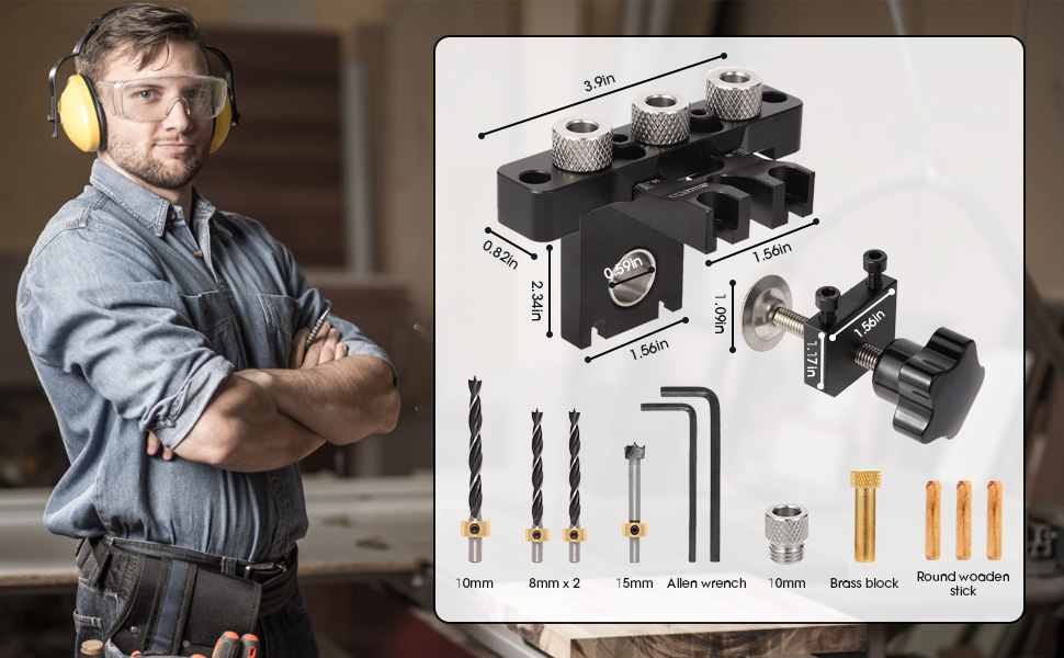 Kosmi 3 in 1 Dowel Jig Drill Kit Multi-Function