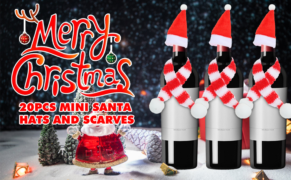 Party Wine Bottle Cork 20pcs Christmas Mini Santa Hats