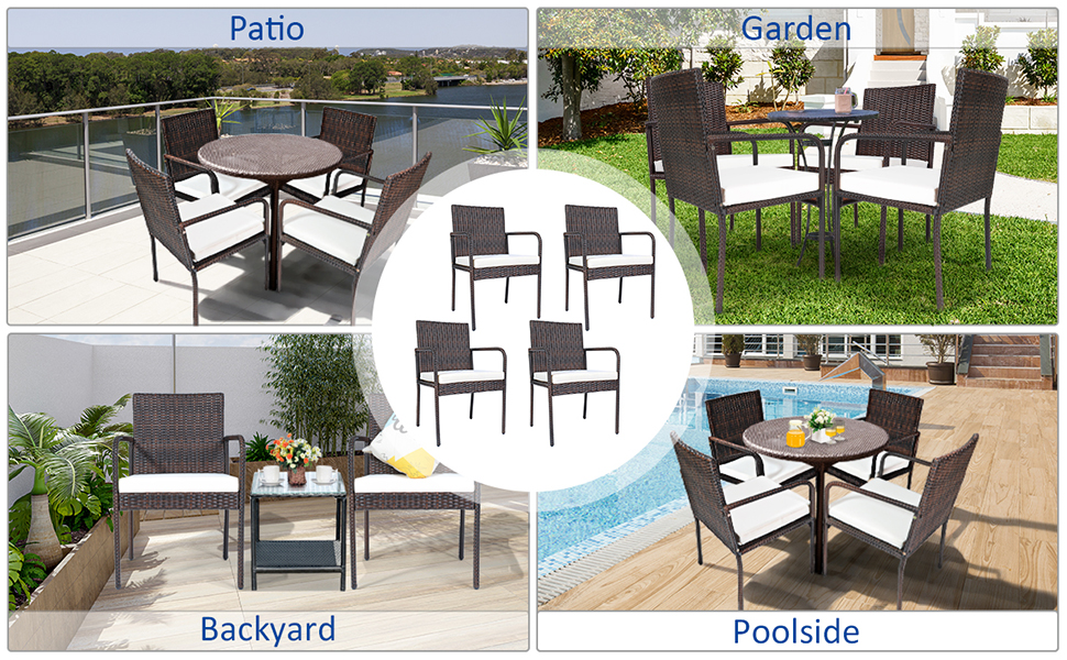 patio wicker dining chairs with high back