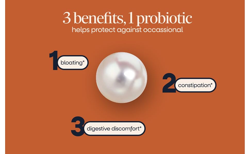 Pearl probiotic softgel surrounded by text