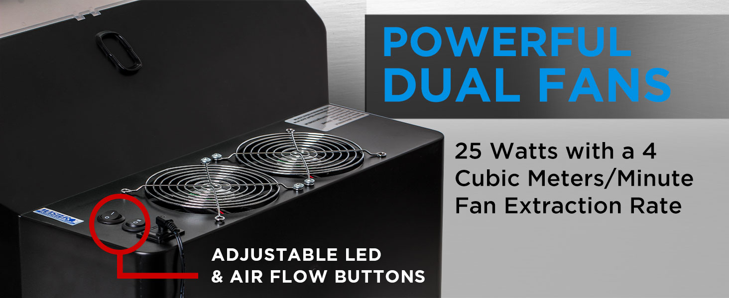 Master Airbrush booth with powerful dual fans, adjustable LED lighting, and airflow controls