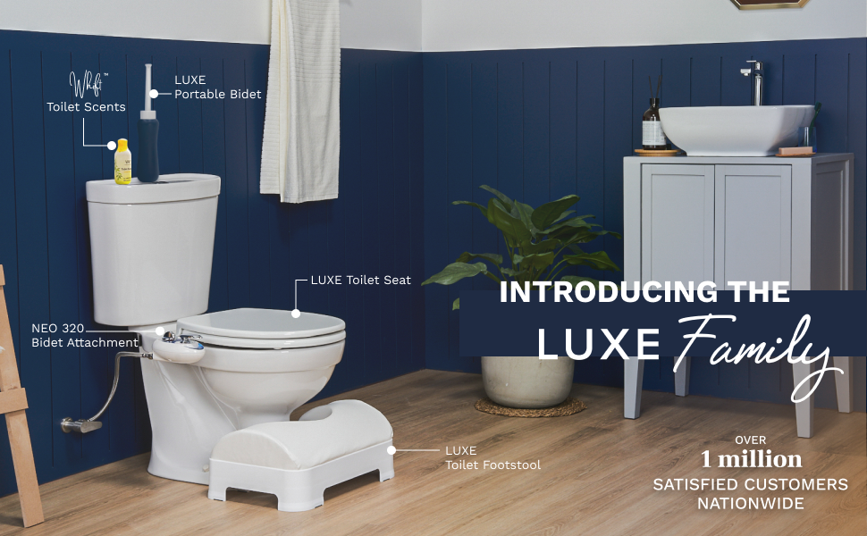 Introducing LUXE Family- toilet scents, Hand Towel, Toilet Seat, NEO 185, footstool