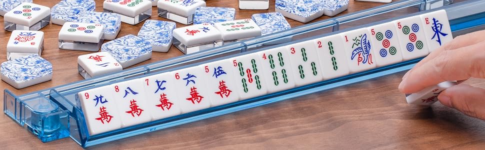 American Mahjong Set, Chinoise with Soft White Leatherette Case