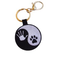 yin yang cat paw hand print embroidered keychain