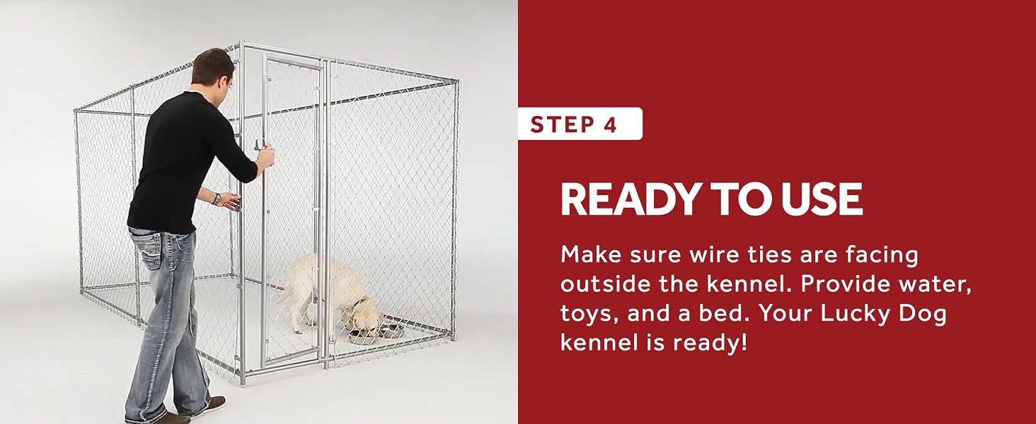 Lucky Dog 5&amp;#39; x 5&amp;#39; x 4&amp;#39; Heavy Duty Outdoor Chain Link Dog Kennel Enclosure - Install desktop 5