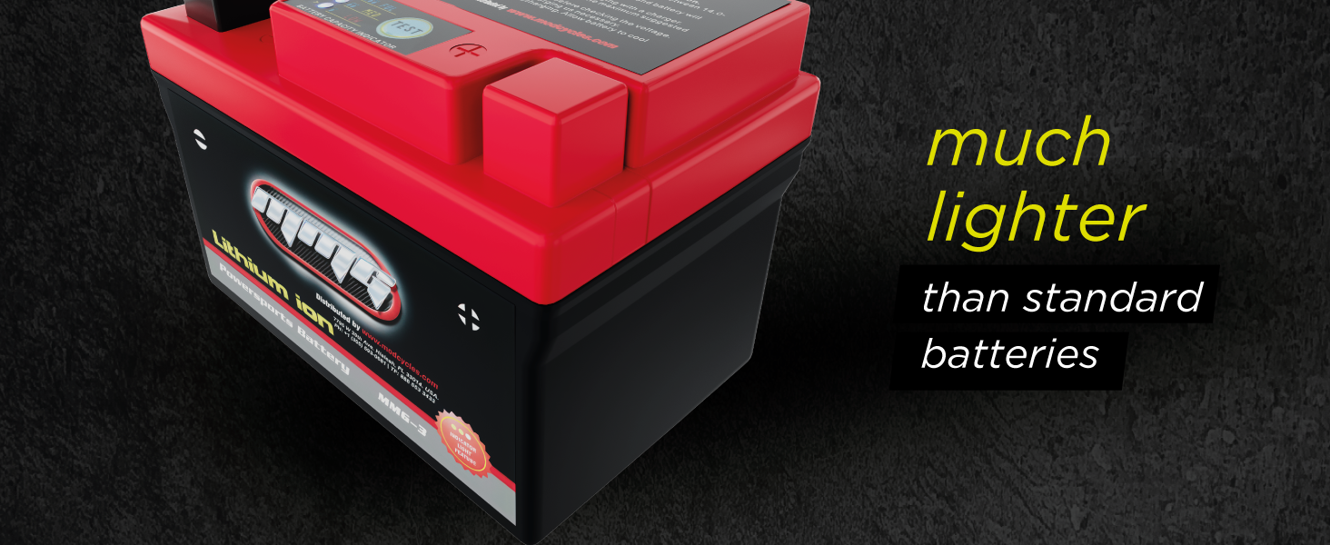 MMG powersports lithium-ion battery, Much lighter than standard batteries