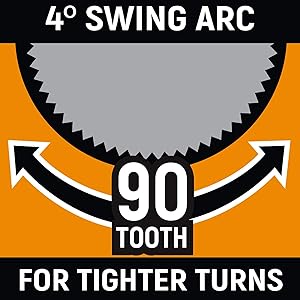 4 degree swing arc for tighter turns