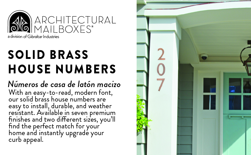 solid brass house numbers description