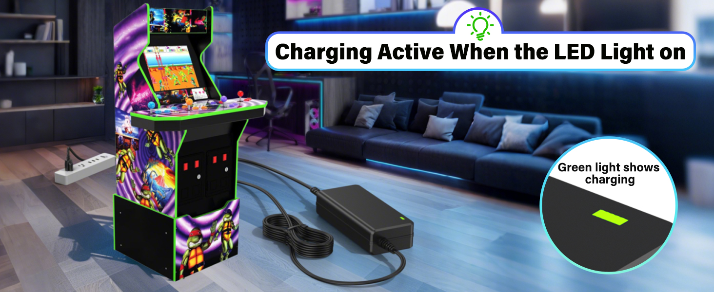 12V Replacement Charger Cord for ARCADE1UP Arcade 1up All Riser Cocktail Table