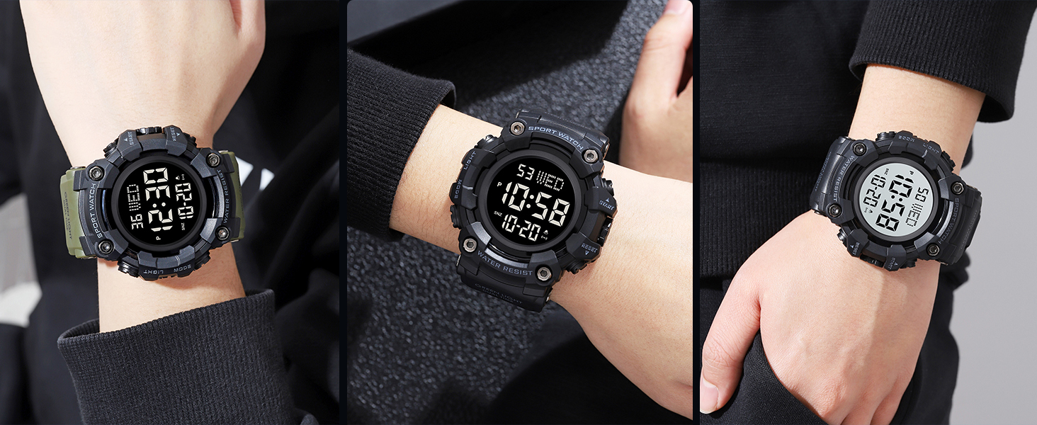 FANMIS Mens Military Multifunction Digital LED Watch