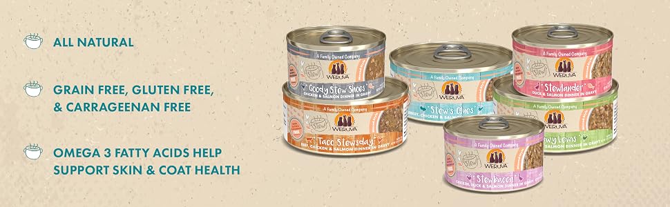 All Natural, Grain Free, Gluten Free, Carageenan Free, with Omega Three Fatty Acids